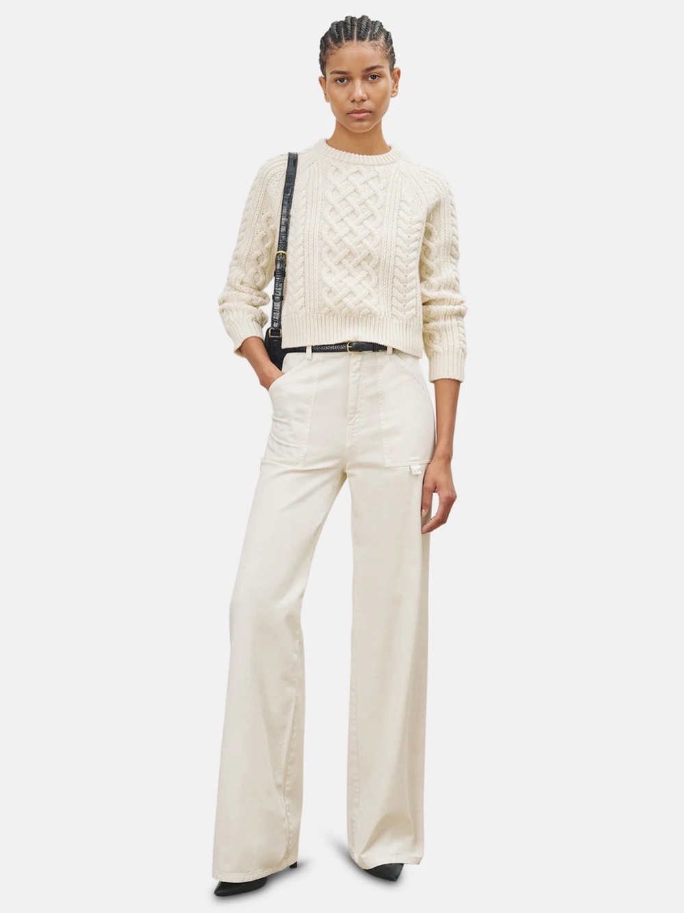 NWT Nili Lotan Quentin Wide Leg High Waisted Pants White Stone 10